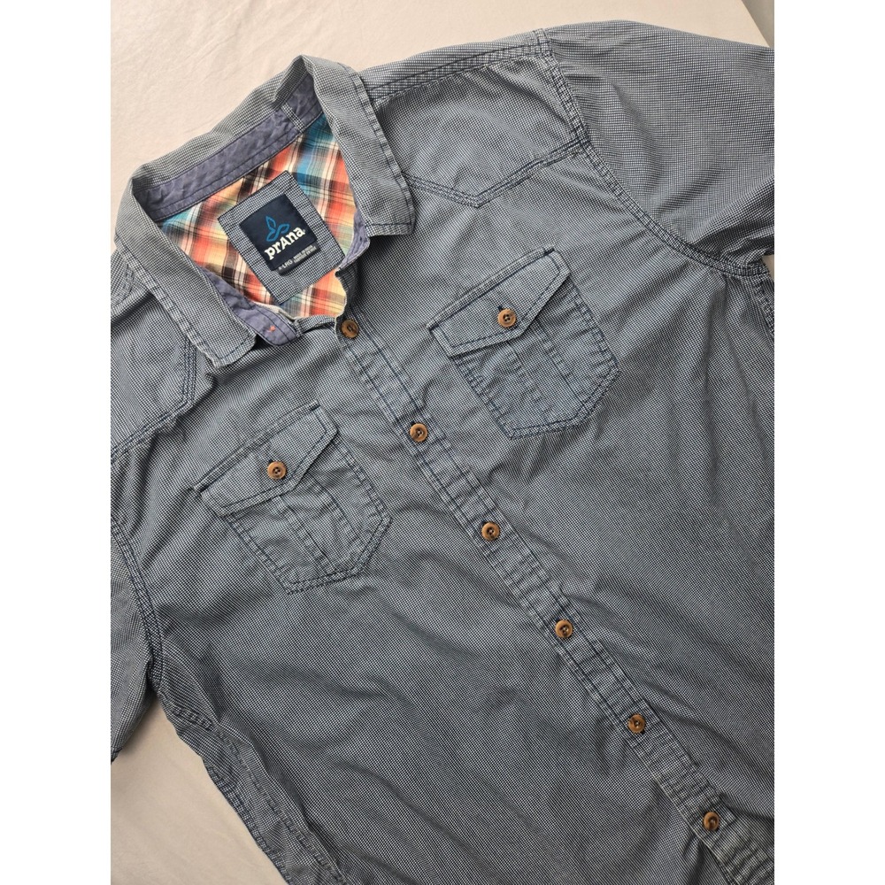 prAna Borla Short Sleeve Shirt Men's‎ XLarge 100% Organic Cotton Outdoor Hiking